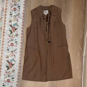 Worthington Tan Brown Satin-Lined Vest